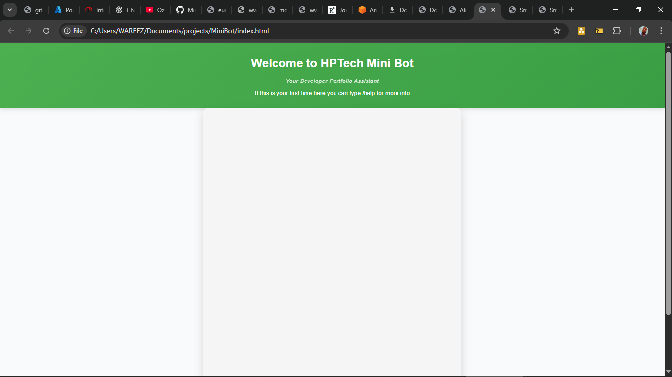 MiniBot web UI screenshot